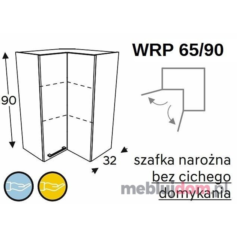 Szafka wisząca KAMMONO BLACK WRP65 90 narożna