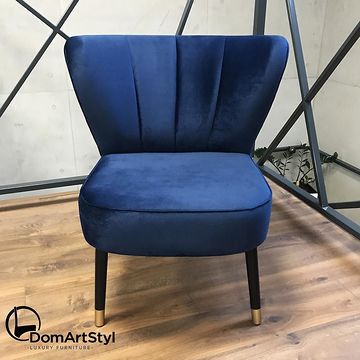 Fotel KLUBOWY w tkaninie MAGIC VELVET 2216 czarne nóżki ze złotymi okuciami