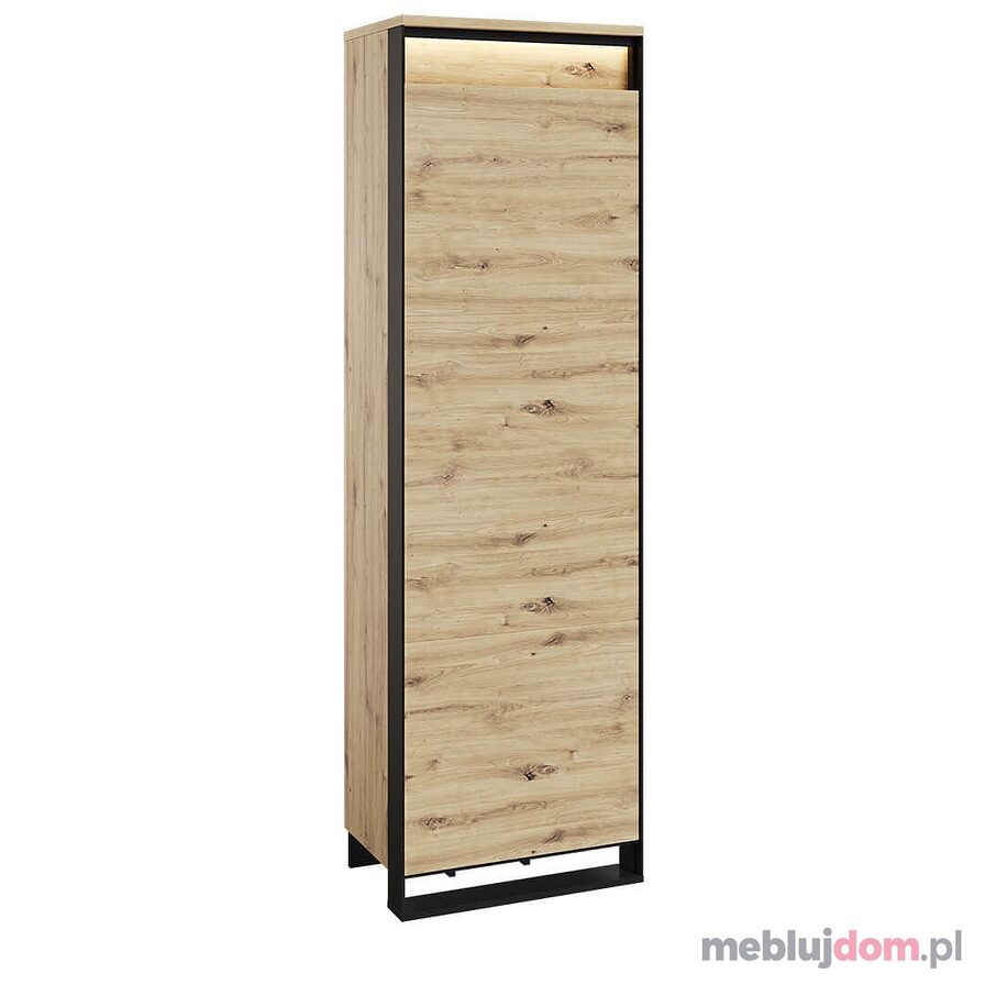Szafa do przedpokoju QUANT QG-01 w kolorze dąb artisan + czarny z oświetleniem LED