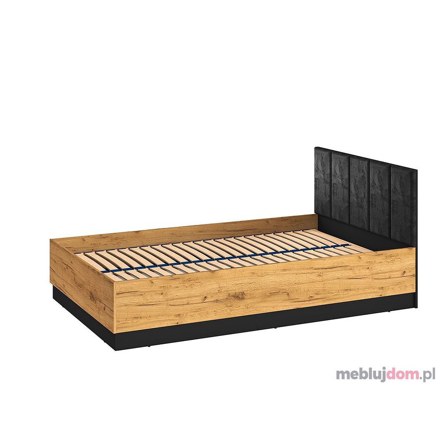 Łóżko sypialniane 120x200 COLT 0902 w odcieniu dębu craft z wygodnym welurowym wezgłowiem