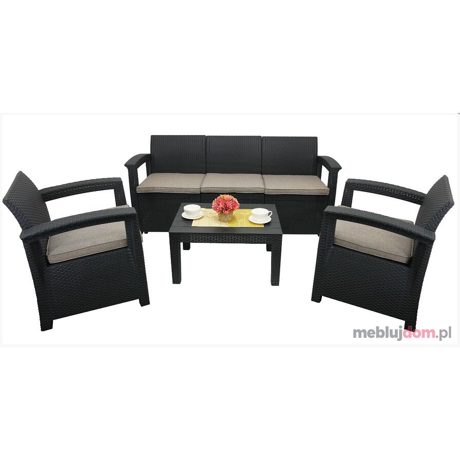 Zestaw mebli ogrodowych 4233 - stolik + sofa + 2x fotel w kolorze antracytu 