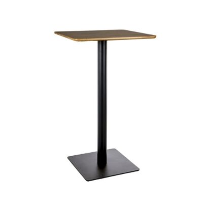 Kwadratowy stół barowy BT-006 Signal w odcieniu dębu artisan na czarnej metalowej podstawie