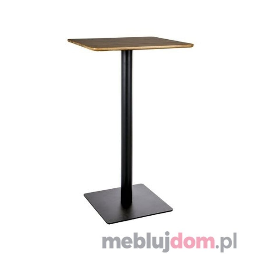Kwadratowy stół barowy BT-006 Signal w odcieniu dębu artisan na czarnej metalowej podstawie