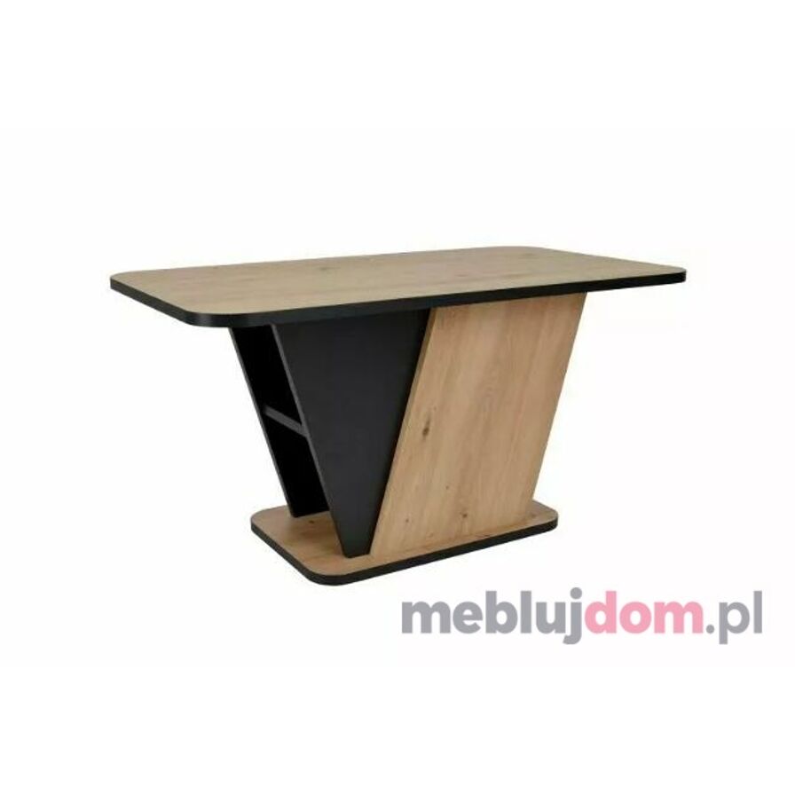 Ława CROCUS Signal w odcieniu dębu artisan i czerni z półkami pod blatem