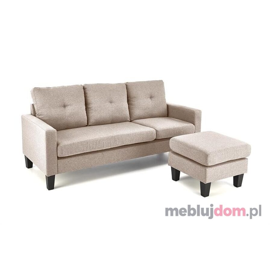 Beżowa sofa z podnóżkiem GERSON Halmar na czarnych nóżkach