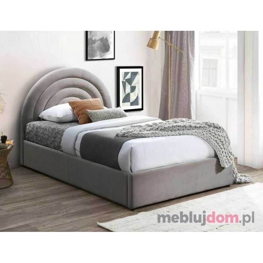 Ciemnobeżowe łóżko POLLY VELVET 120x200 ze stelażem