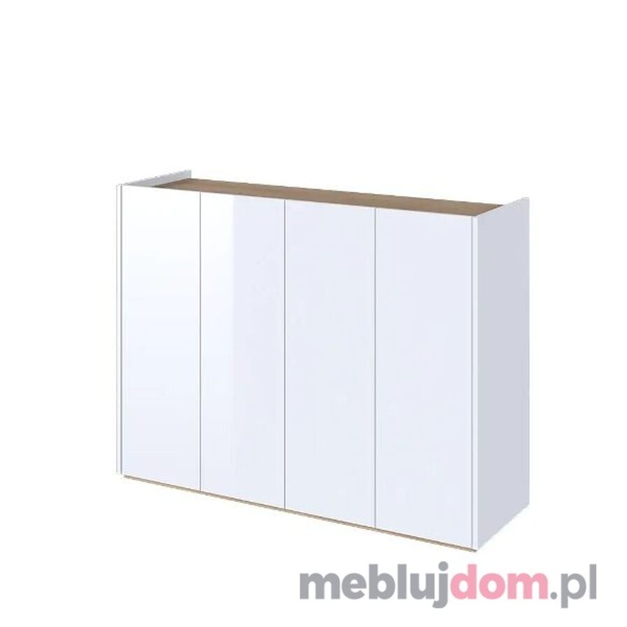 Biała komoda EASY 02 w połysku z blatem w odcieniu dębu scandi