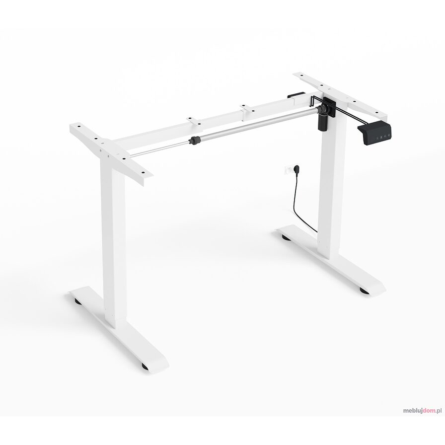 Biały, metalowy elektryczny stelaż do biurka RXD1