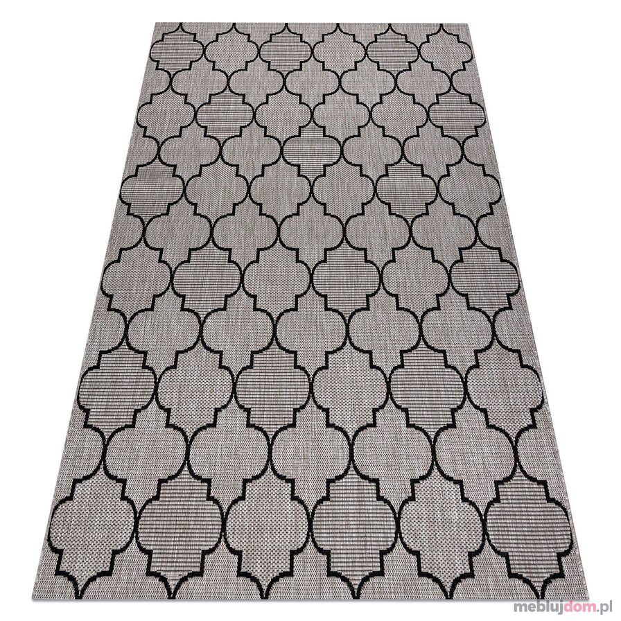 DYWAN SZNURKOWY SIZAL FLOORLUX 20607 , koniczyna marokańska, trellis srebrny / czarny