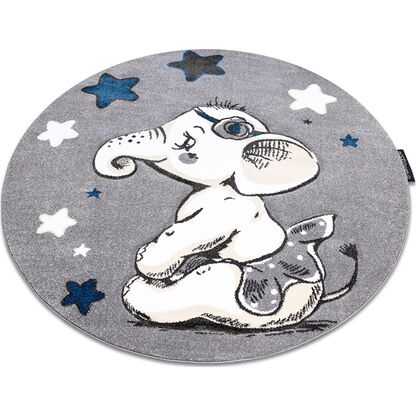 Dywan PETIT ELEPHANT SŁONIK GWIAZDKI koło szary