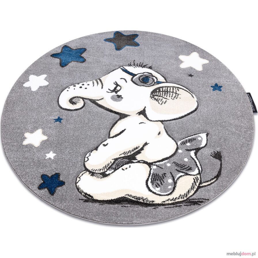 Dywan PETIT ELEPHANT SŁONIK GWIAZDKI koło szary
