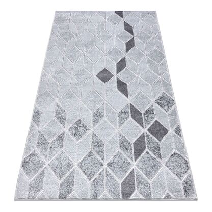 Dywan MEFE nowoczesny B400 Kostka, geometryczny 3D - Strukturalny, dwa poziomy runa szary