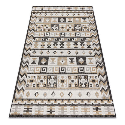 Dywan SZNURKOWY SIZAL COOPER Aztecki, Etno, Zygzak 22218 ecru / czarny