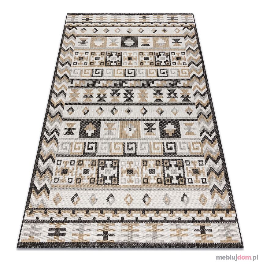 Dywan SZNURKOWY SIZAL COOPER Aztecki, Etno, Zygzak 22218 ecru / czarny