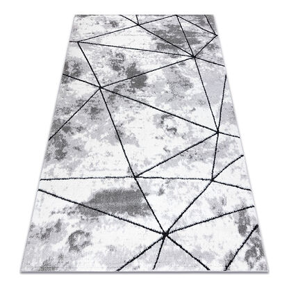 Dywan nowoczesny COZY Polygons, geometryczny, trójkąty - Strukturalny, dwa poziomy runa szary