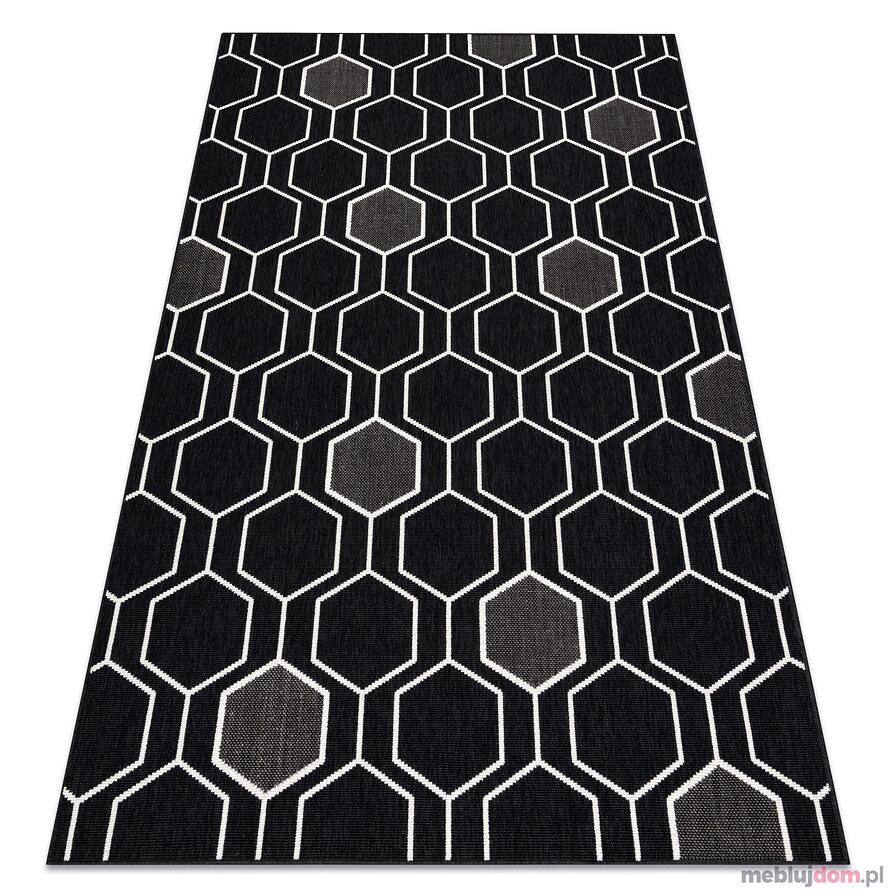 Dywan SPRING 20404993 Hexagon sznurkowy, pętelkowy - czarny