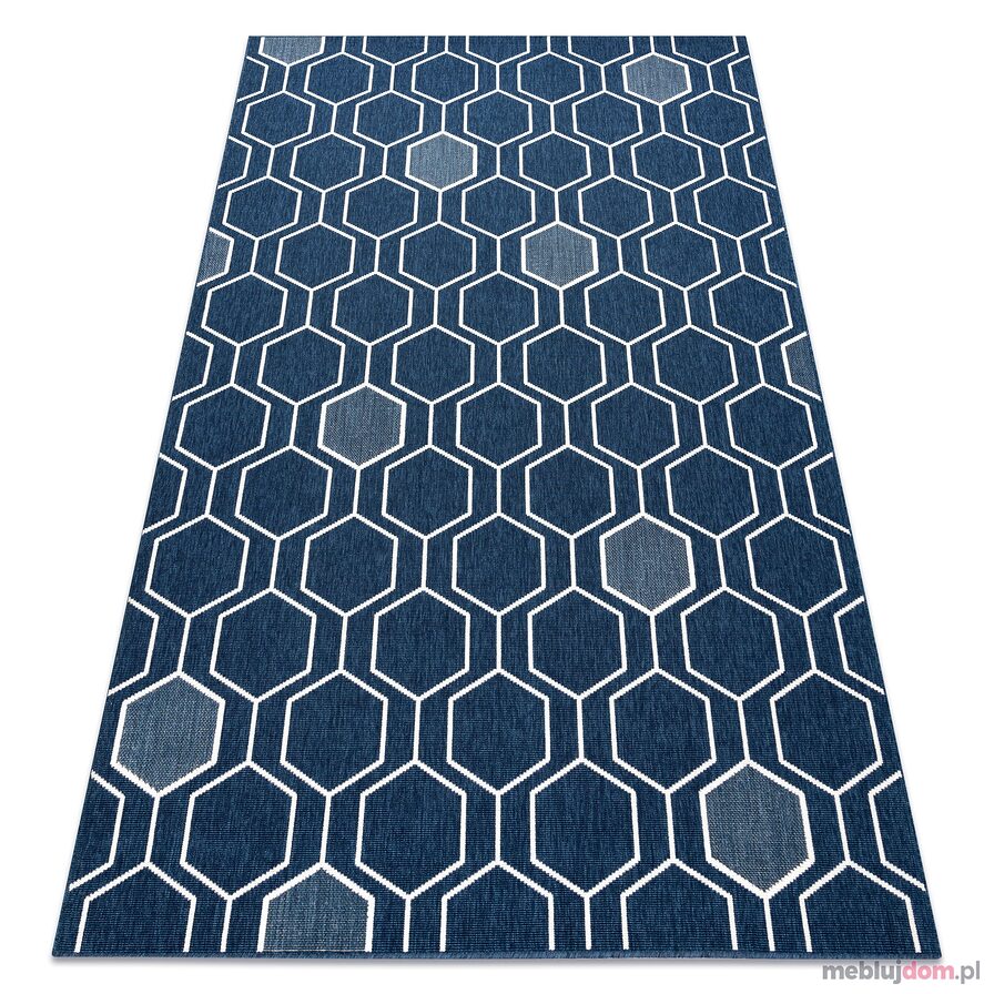 Dywan SPRING 20404994 Hexagon sznurkowy, pętelkowy - niebieski