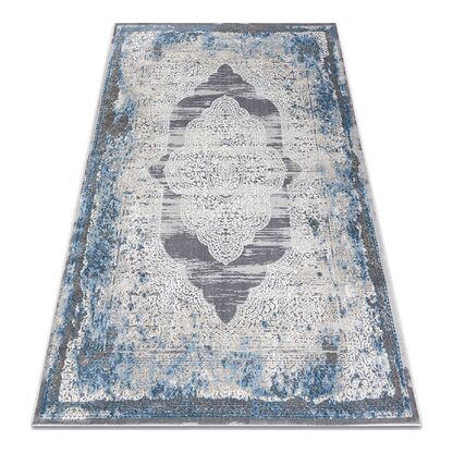 Dywan NOBLE nowoczesny 9479 63 Ornament vintage przecierany - Strukturalny, dwa poziomy runa krem / niebieski