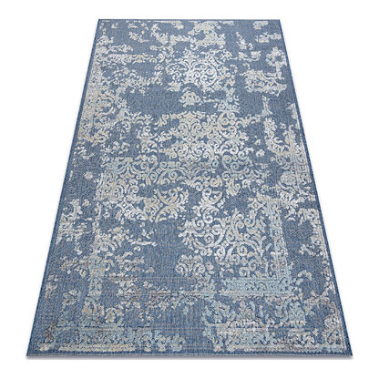 Dywan Strukturalny SOLE D3811 Ornament - płasko tkany niebieski / beż