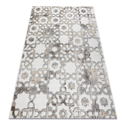 Dywan Strukturalny SOLE D3882 Ornament - płasko tkany beż / szary