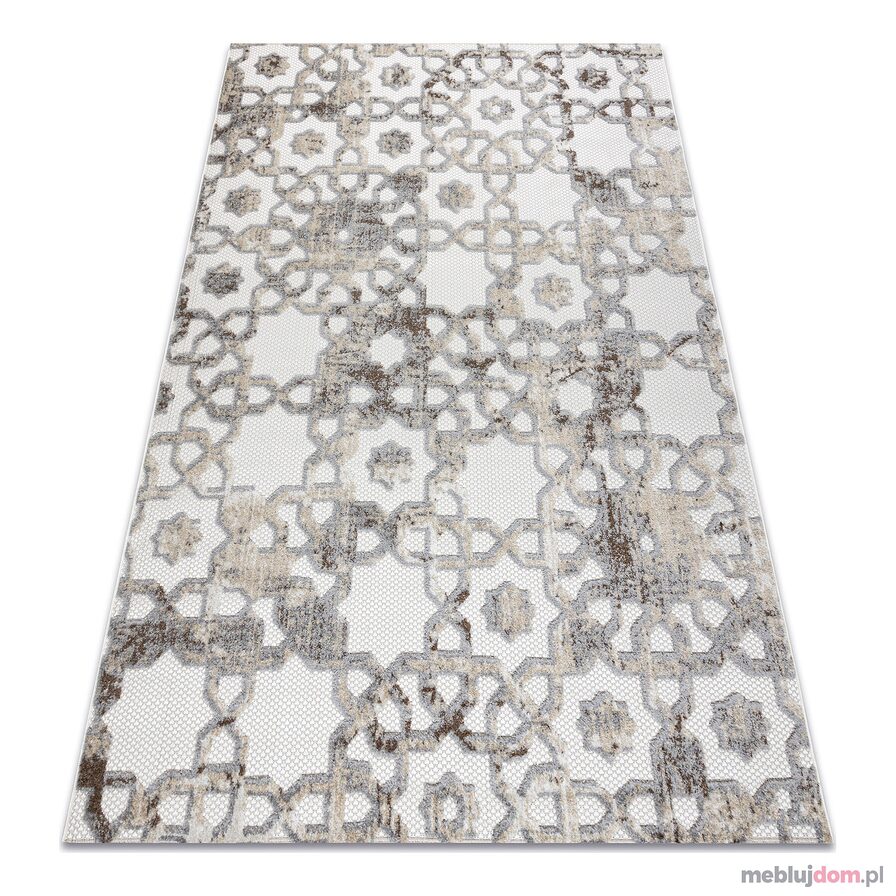 Dywan Strukturalny SOLE D3882 Ornament - płasko tkany beż / szary