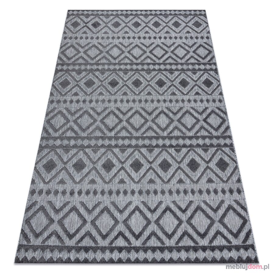 Dywan Strukturalny SOLE D3852 Boho, romby - płasko tkany szary