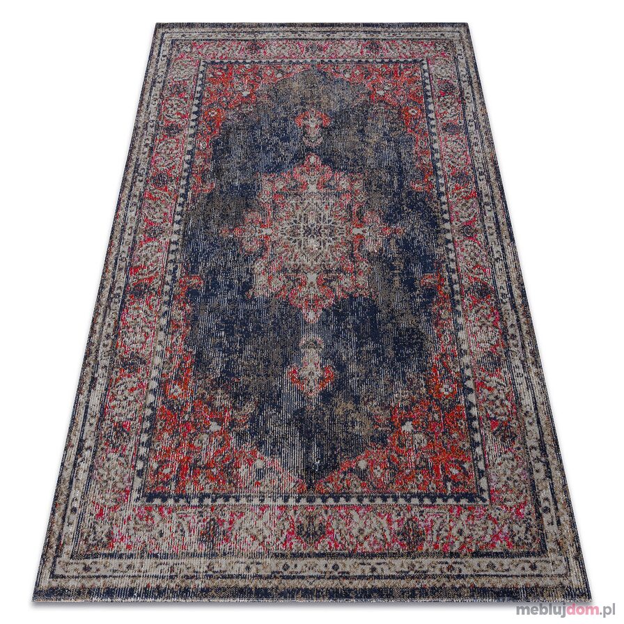 Dywan nowoczesny MUNDO E0551 ornament, ramka vintage outdoor czerwony / czarny