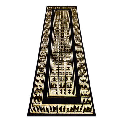 Dywan, Chodnik GLOSS nowoczesny 6776 86 stylowy, ramka, grecki czarny / złoty