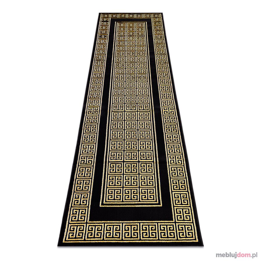 Dywan, Chodnik GLOSS nowoczesny 6776 86 stylowy, ramka, grecki czarny / złoty