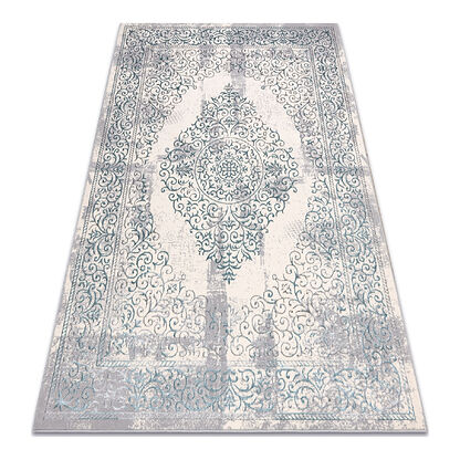 Dywan CORE W7161 Rozeta Vintage - Strukturalny, dwa poziomy runa, jasnoniebieski / krem / szary