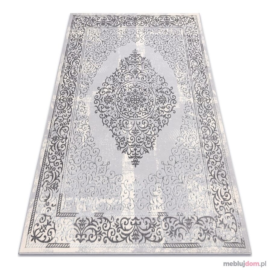 Dywan CORE W7161 Rozeta Vintage - Strukturalny, dwa poziomy runa, szary