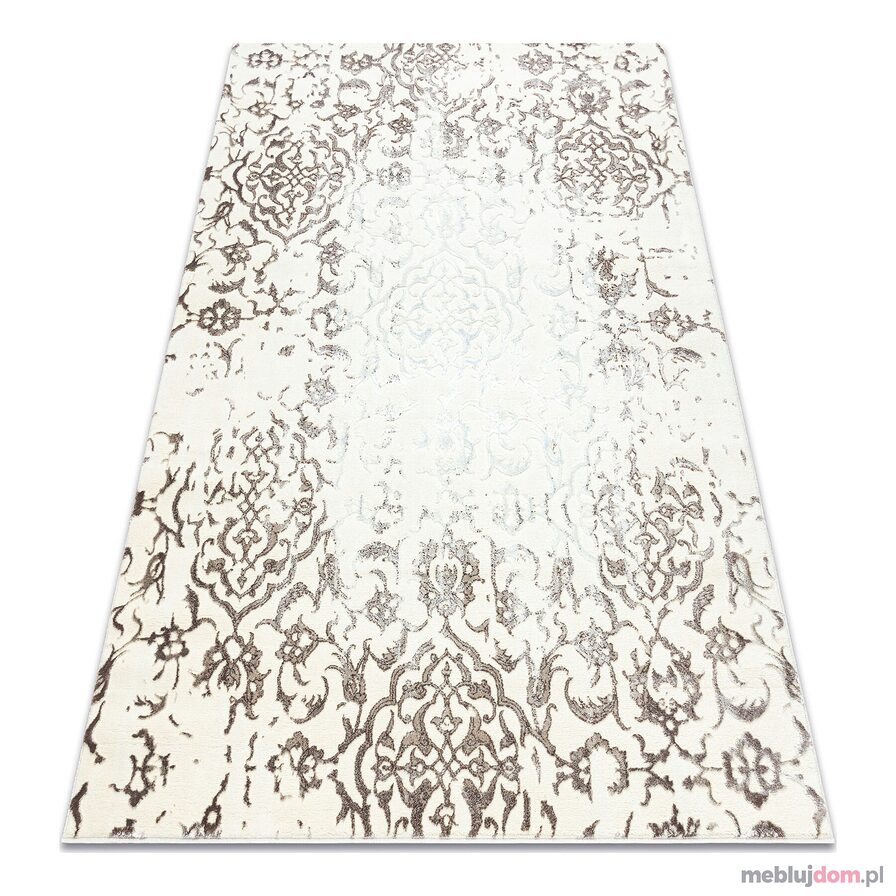 Dywan CORE 247A Ornament Vintage - Strukturalny, dwa poziomy runa, krem / brązowy