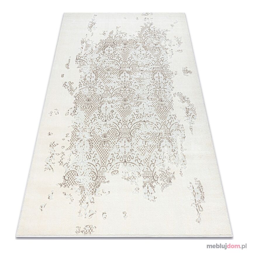 Dywan CORE 3824 Ornament Vintage - Strukturalny, dwa poziomy runa, krem / brązowy