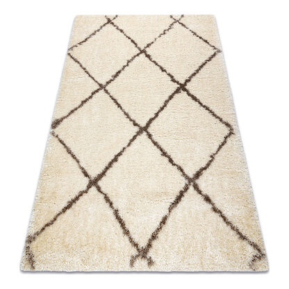 Dywan FLUFFY 2373 shaggy kratka, trellis - krem / beż