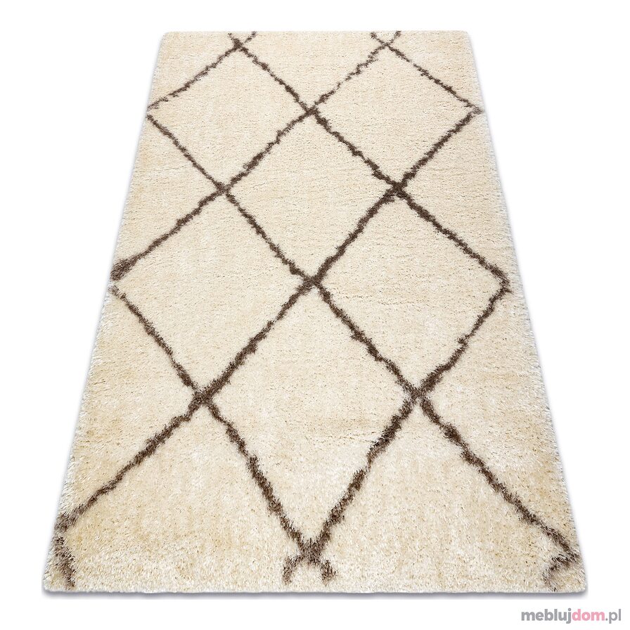 Dywan FLUFFY 2373 shaggy kratka, trellis - krem / beż