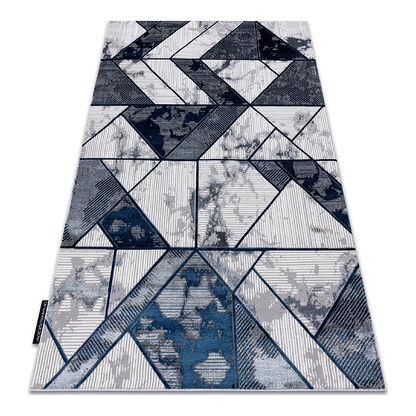 Dywan DE LUXE nowoczesny 632 Geometryczny - Strukturalny krem / granatowy