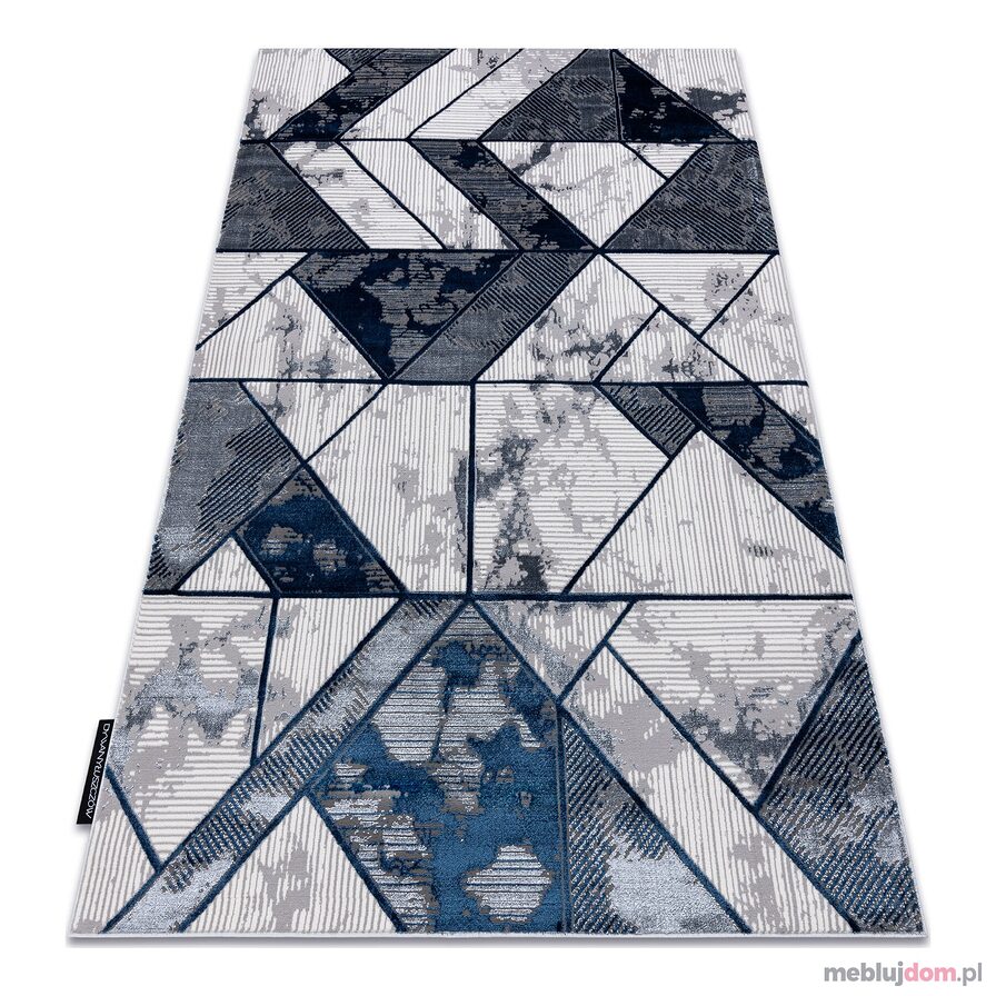 Dywan DE LUXE nowoczesny 632 Geometryczny - Strukturalny krem / granatowy