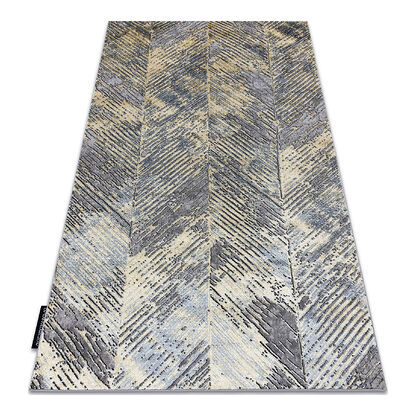 Dywan DE LUXE nowoczesny 2087 Jodełka Chevron vintage przecierany - Strukturalny złoty / szary
