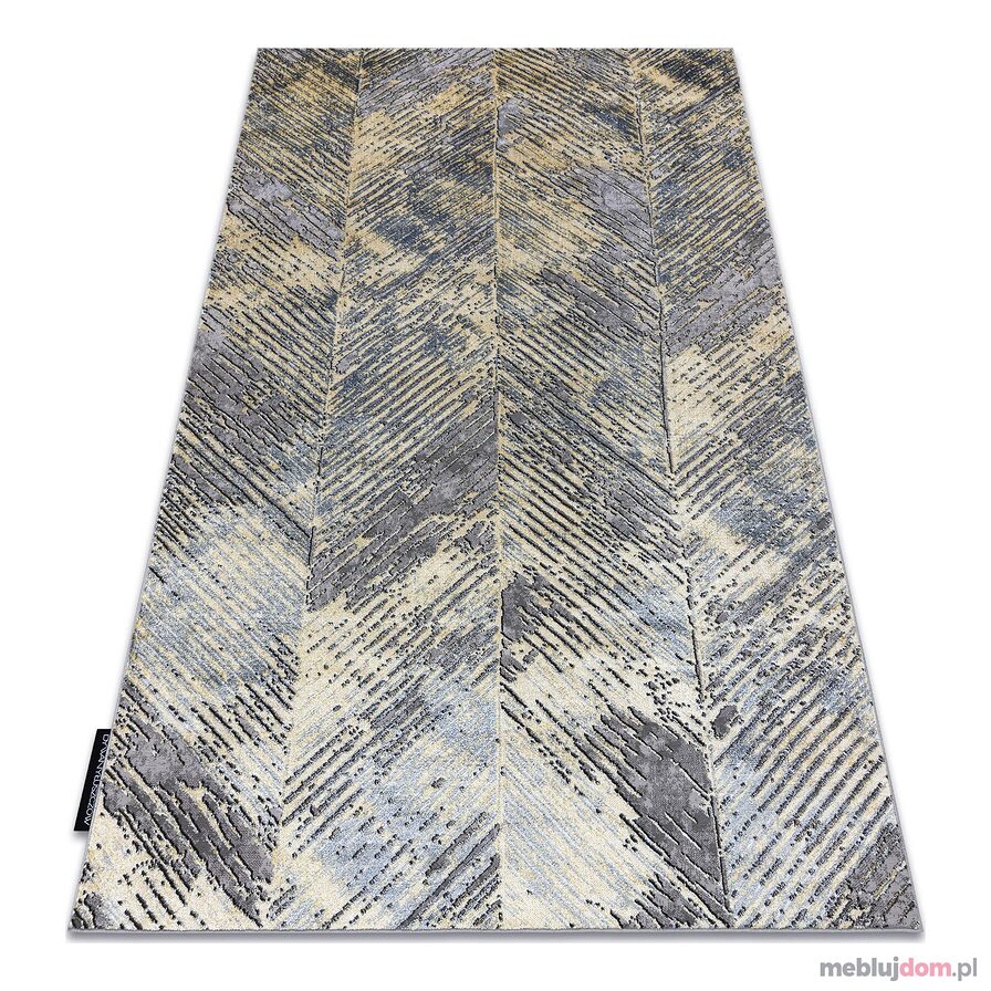 Dywan DE LUXE nowoczesny 2087 Jodełka Chevron vintage przecierany - Strukturalny złoty / szary