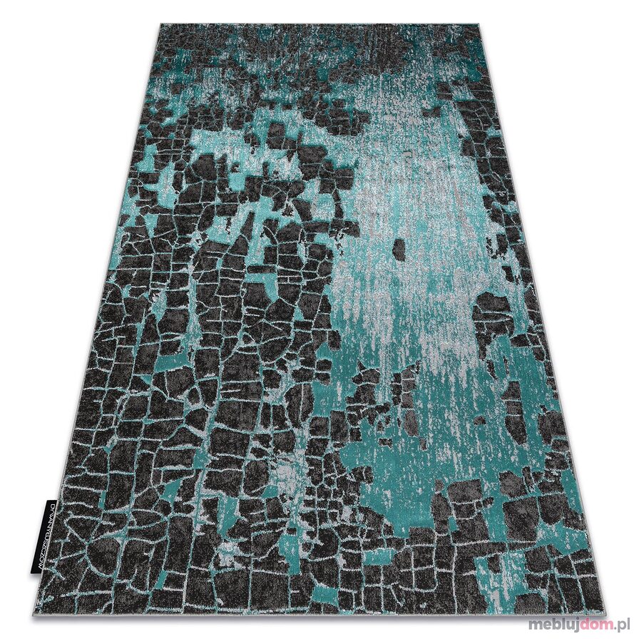 Dywan DE LUXE nowoczesny 2079 Vintage przecierany - Strukturalny zielony / antracyt