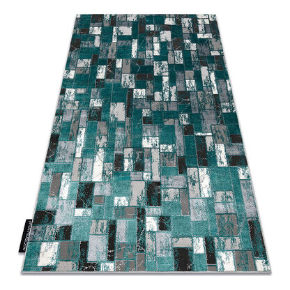 Dywan DE LUXE nowoczesny 6768 Geometryczny - Strukturalny zielony / antracyt