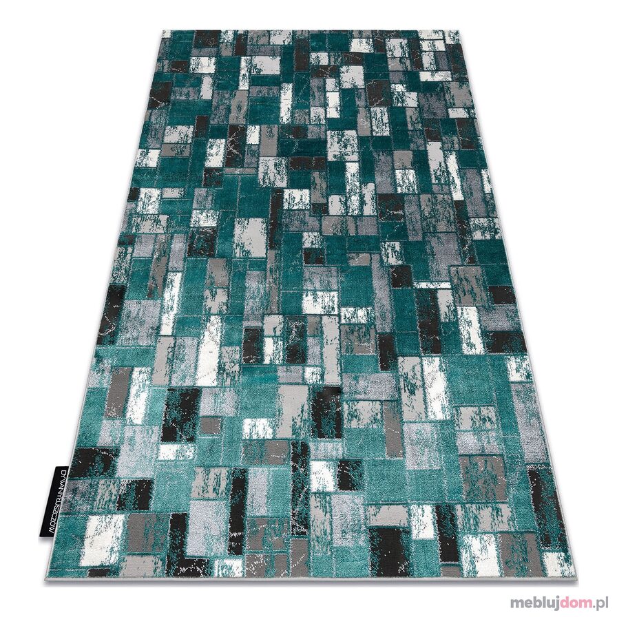 Dywan DE LUXE nowoczesny 6768 Geometryczny - Strukturalny zielony / antracyt
