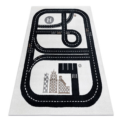 Dywan FUN Track dla dzieci, ulica, miasto krem
