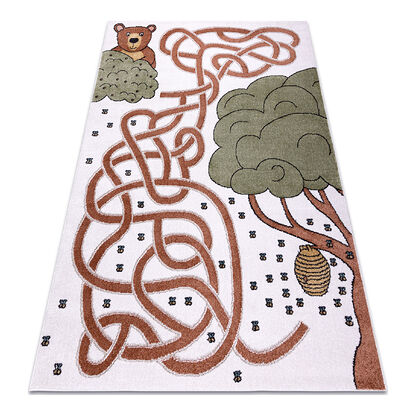Dywan FUN Honey dla dzieci, niedźwiedź, pszczoły krem