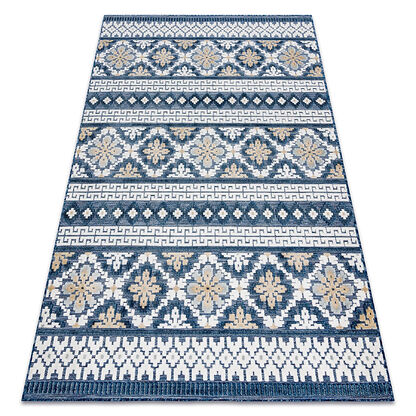Dywan Strukturalny BOTANIC 65252 Boho płasko tkany, na balkon, taras - granat