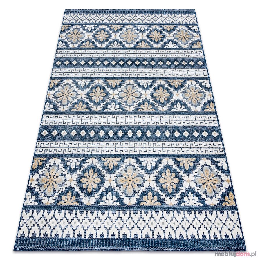 Dywan Strukturalny BOTANIC 65252 Boho płasko tkany, na balkon, taras - granat