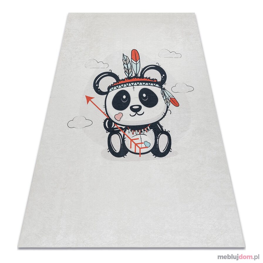 Dywan do prania BAMBINO 1129 Panda dla dzieci, antypoślizgowy - krem