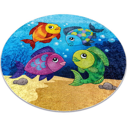 Dywan do prania JUNIOR 51594.801 koło Rybki, ocean dla dzieci, antypoślizgowy - niebieski