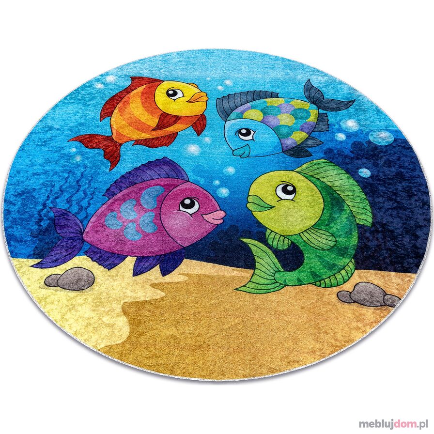 Dywan do prania JUNIOR 51594.801 koło Rybki, ocean dla dzieci, antypoślizgowy - niebieski