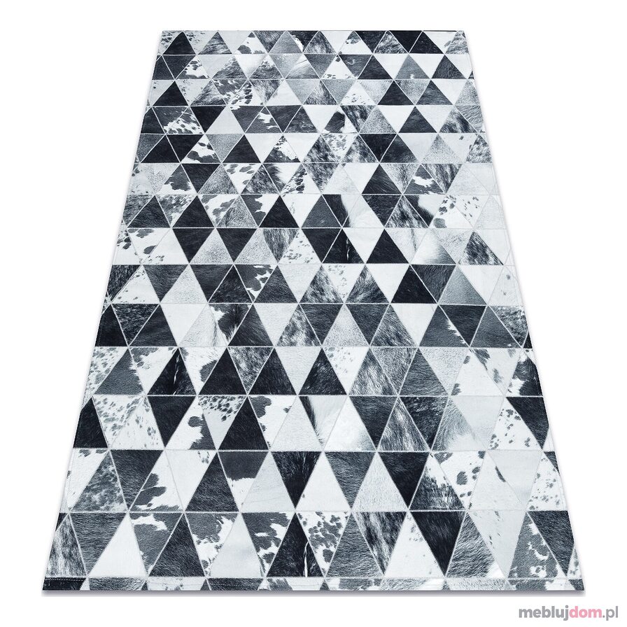 Dywan PATCHWORK 21722 szary - Skóra bydlęca, Trójkąty